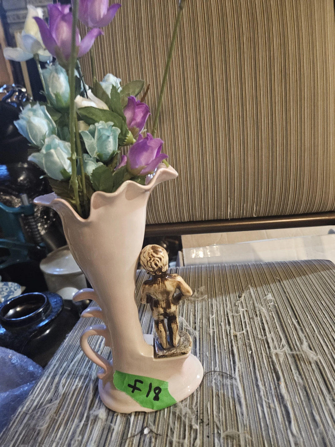 Pink Ceramic Vase with Figurine - photo 5