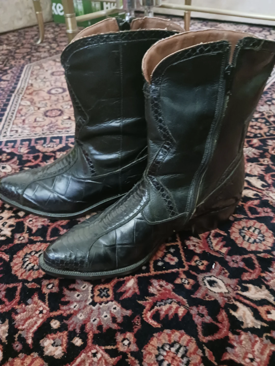 Black Leather Cowboy Boots