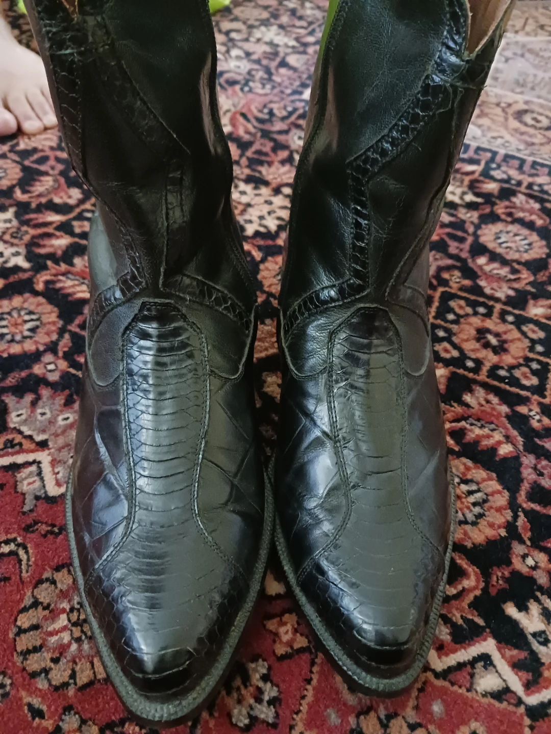 Black Leather Cowboy Boots - photo 2