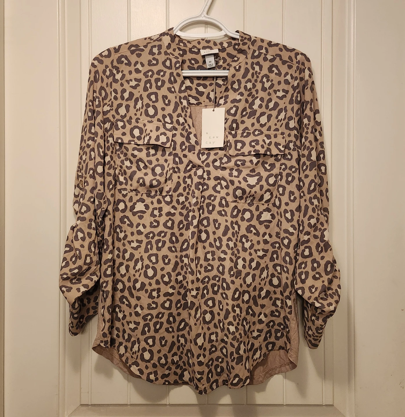New Day Leopard Print Button-Up Shirt