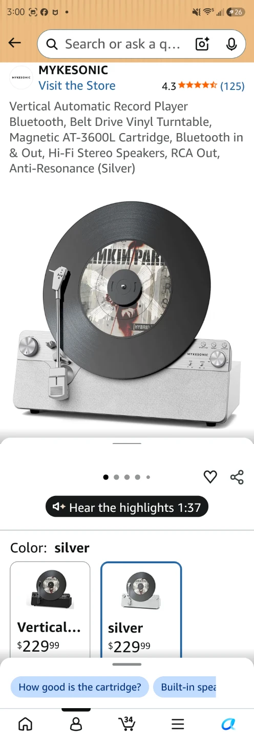 MYKSONIC Vertical Record Player - silver - photo 5