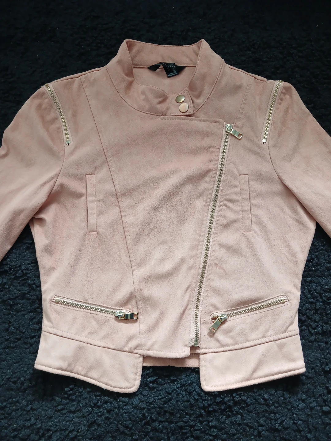 NEW  Cute Pink Faux Suede Moto Jacket - photo 2