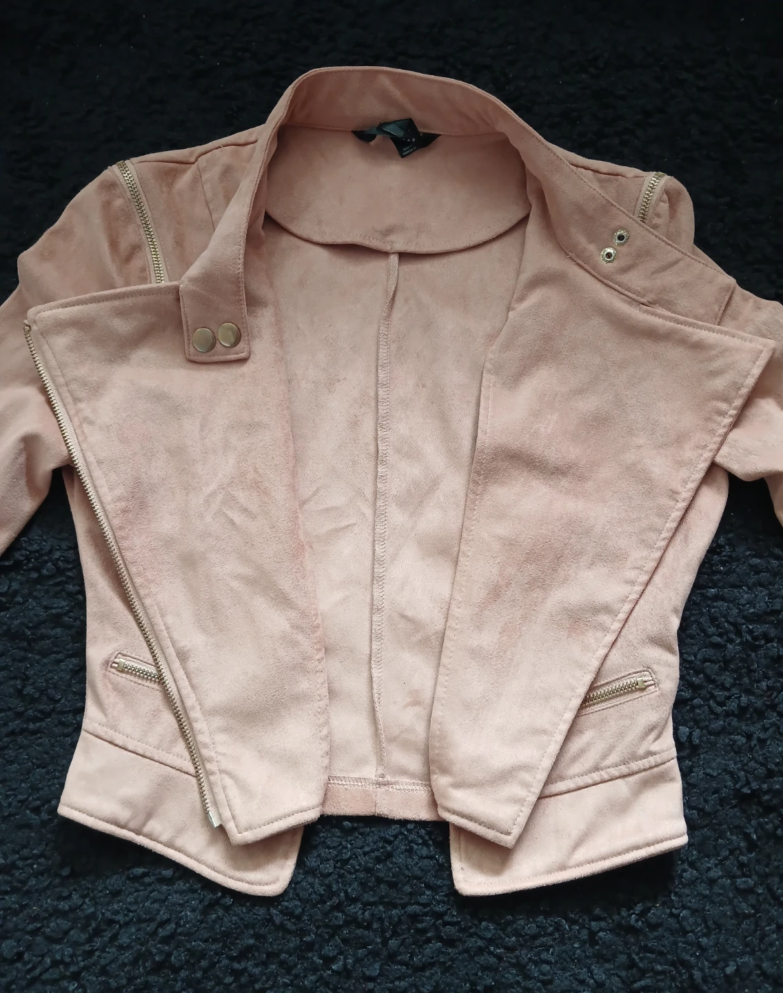 NEW  Cute Pink Faux Suede Moto Jacket - photo 4