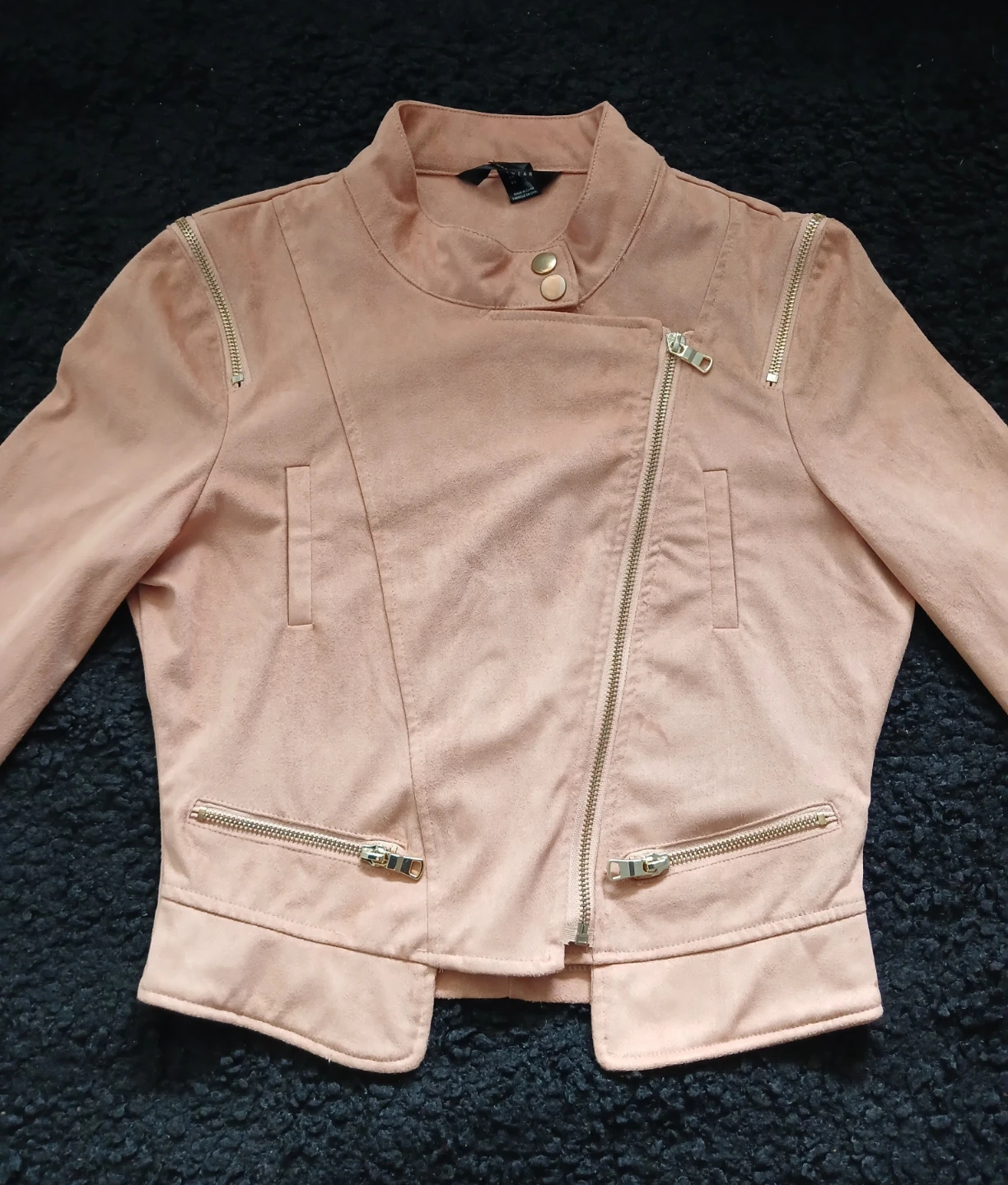NEW  Cute Pink Faux Suede Moto Jacket - photo 5