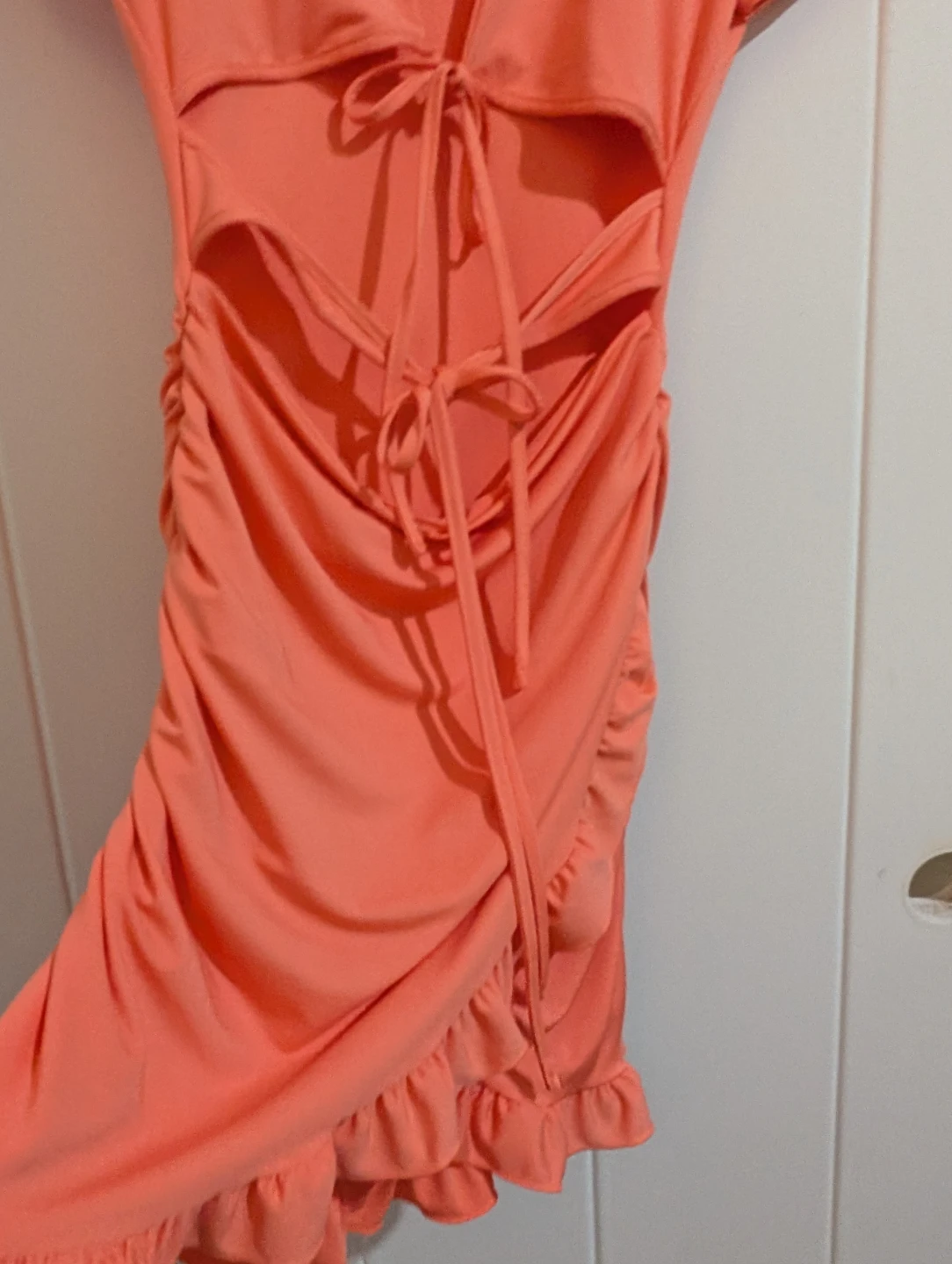 Orange Ruched Dress - Medium - photo 3