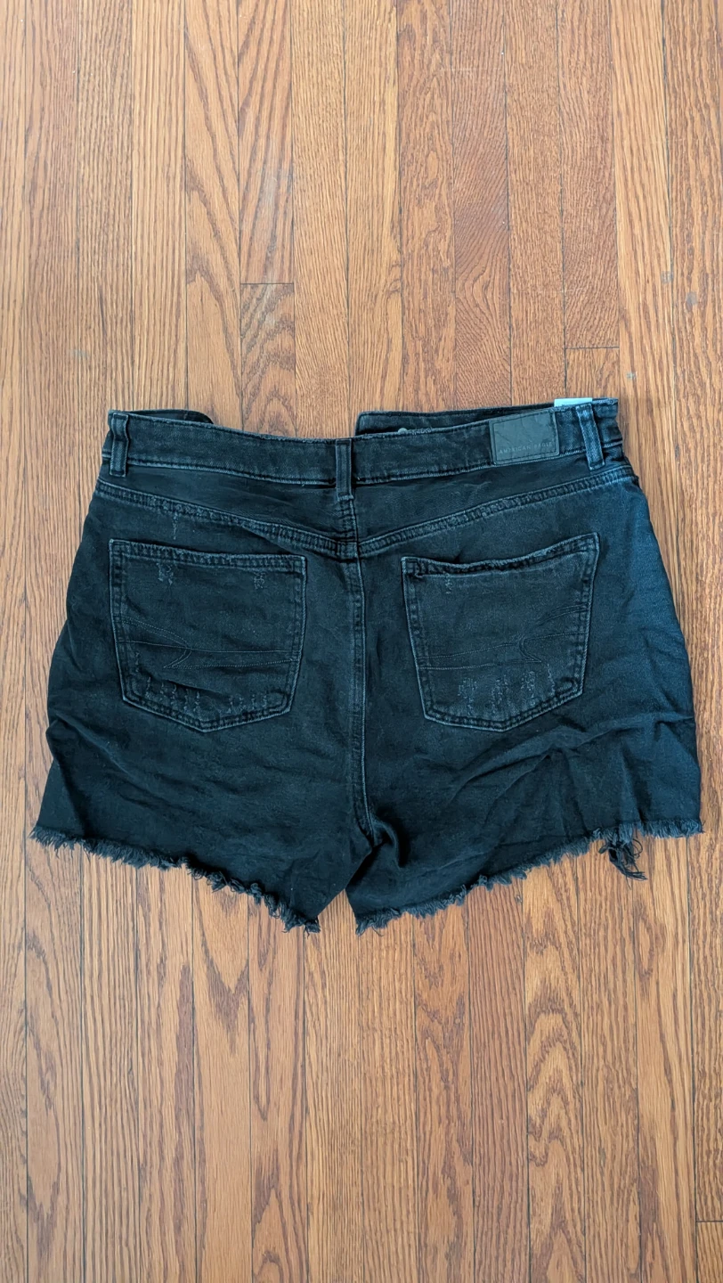 American Eagle Black Denim Cutoff Shorts Size 10 - photo 3