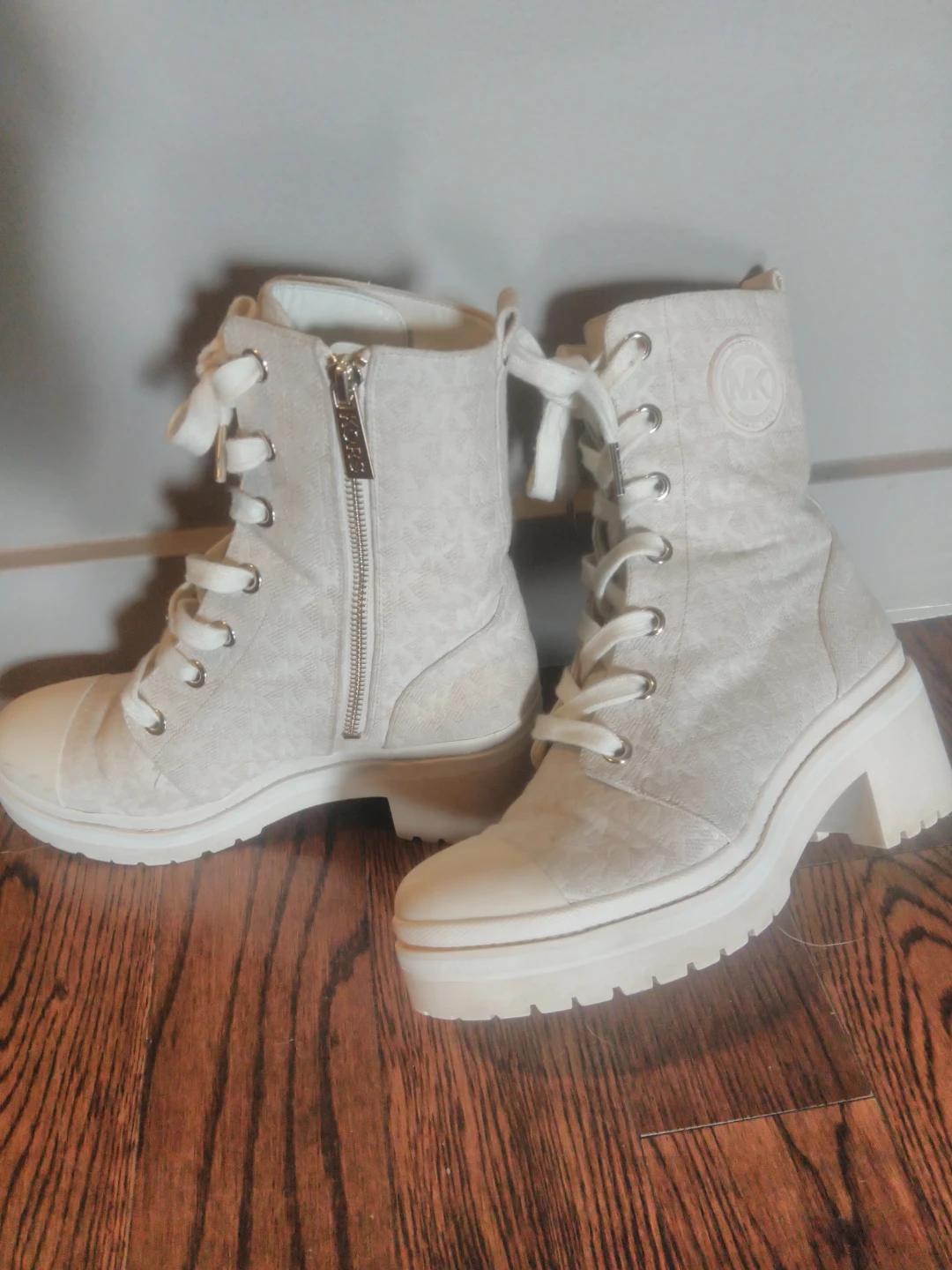 Michael Kors Women's Cream Logo Combat Boots - photo 3
