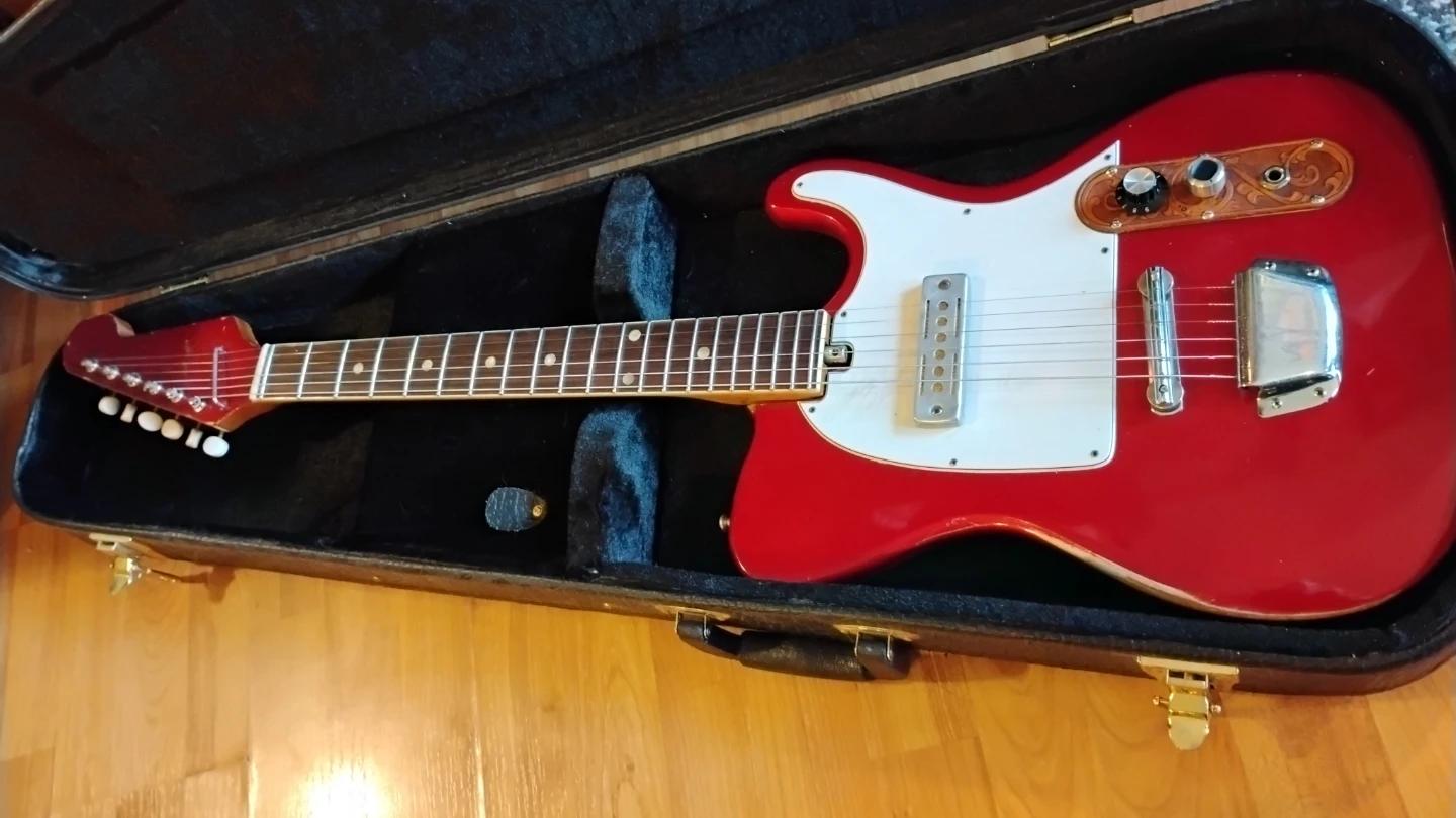 60s Red Teisco Electric Guitar with Case