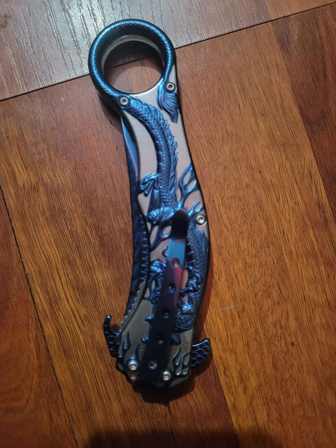 Dragon Karambit Folding Knife - Blue - photo 2