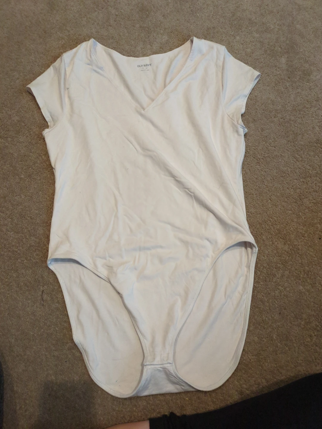 Old Navy White V-Neck Short Sleeve Bodysuit XL
