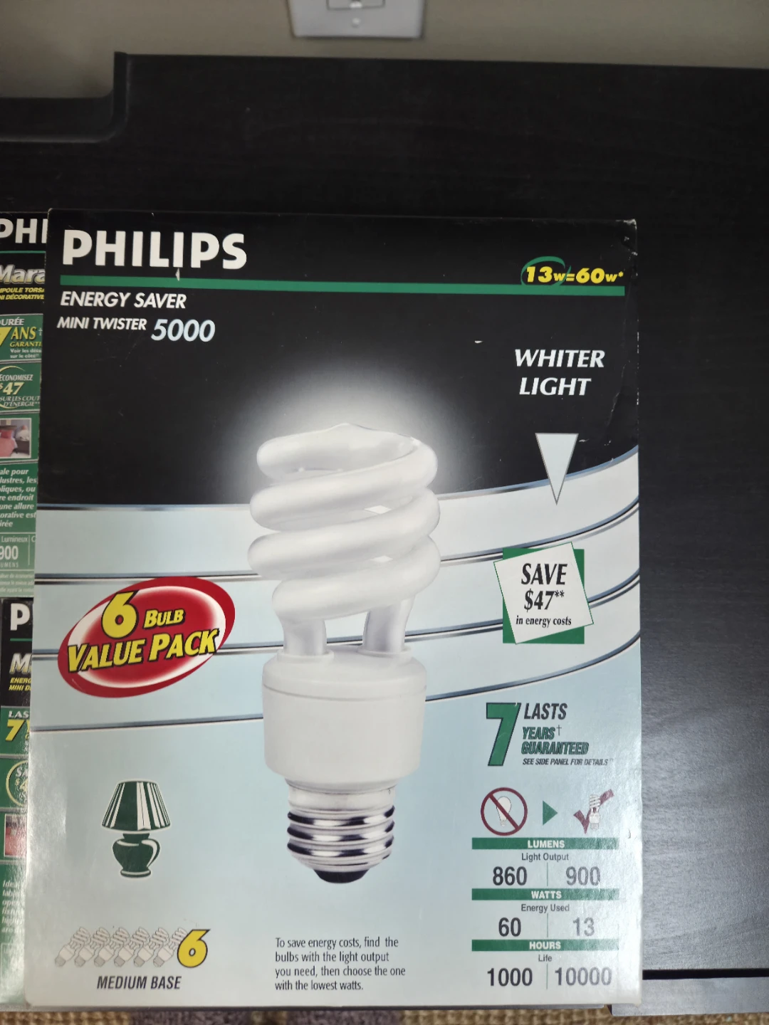 NEW ( in Box) Philips 60 W energy saving bulbs (6)