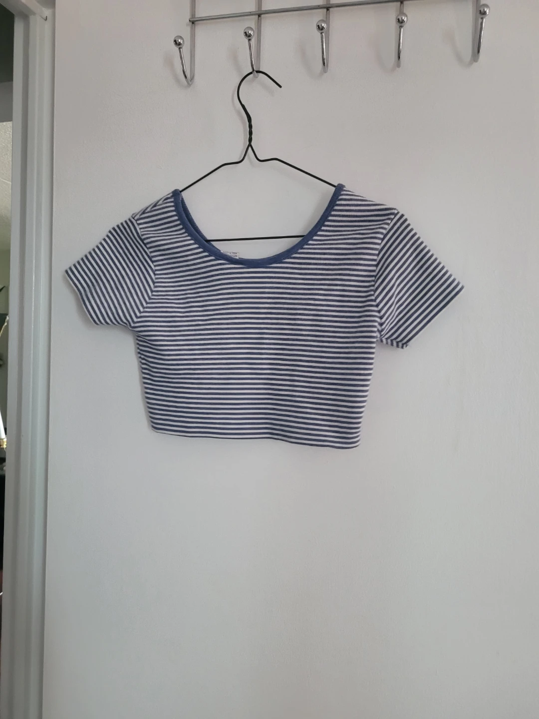 Blue and White Striped Crop Top - photo 2