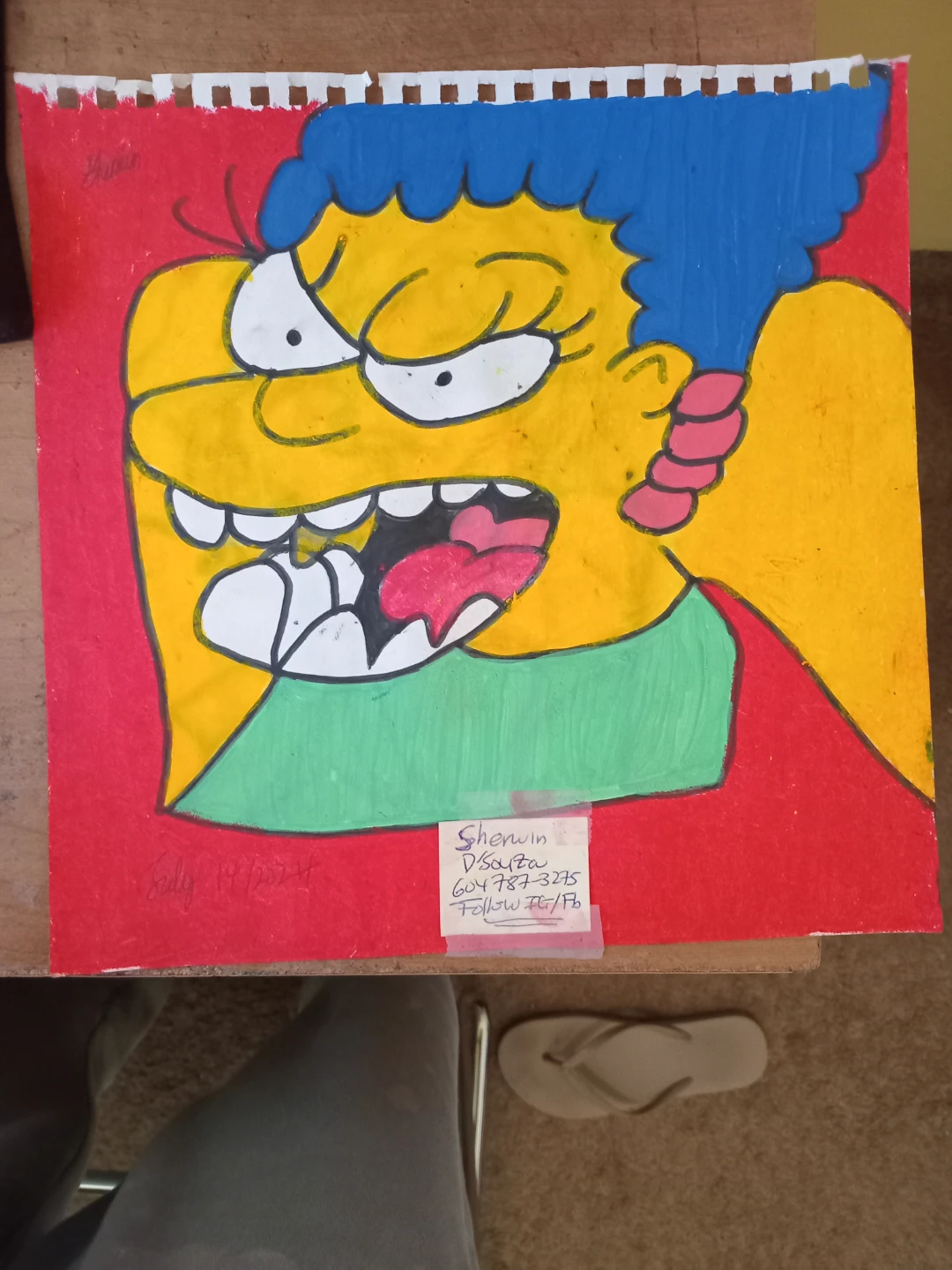 Updated Red Background Marge Simpson Drawing - photo 3