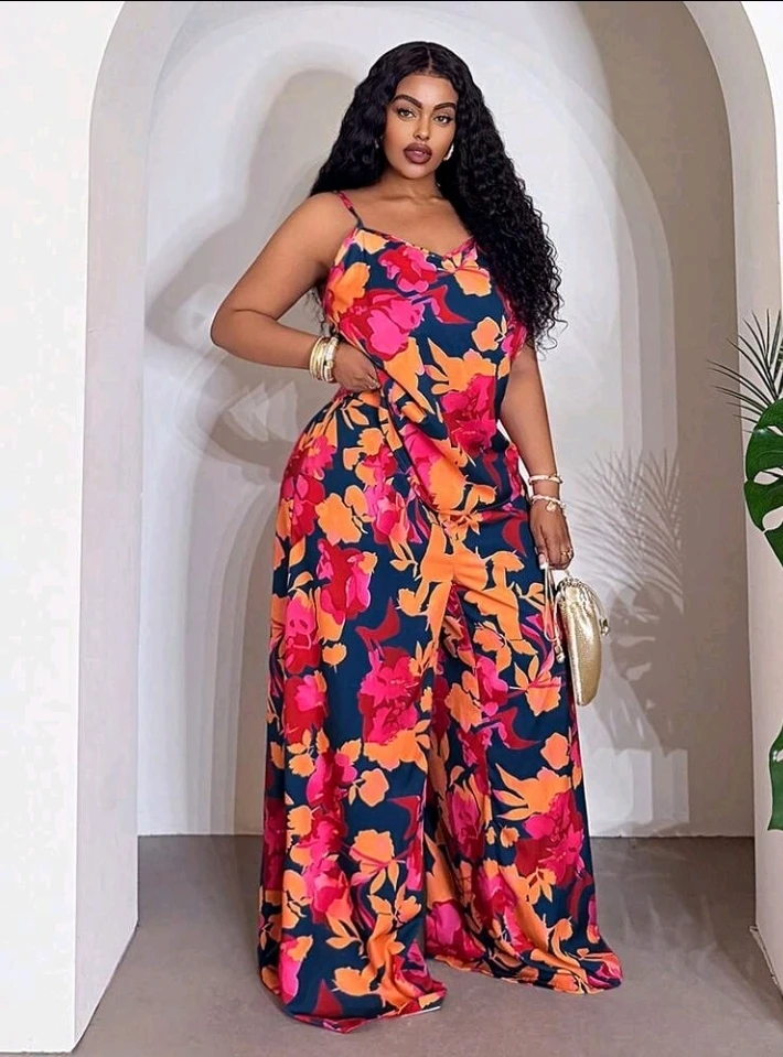 Women's Floral Wide-Leg 2-pc suit 1XL
