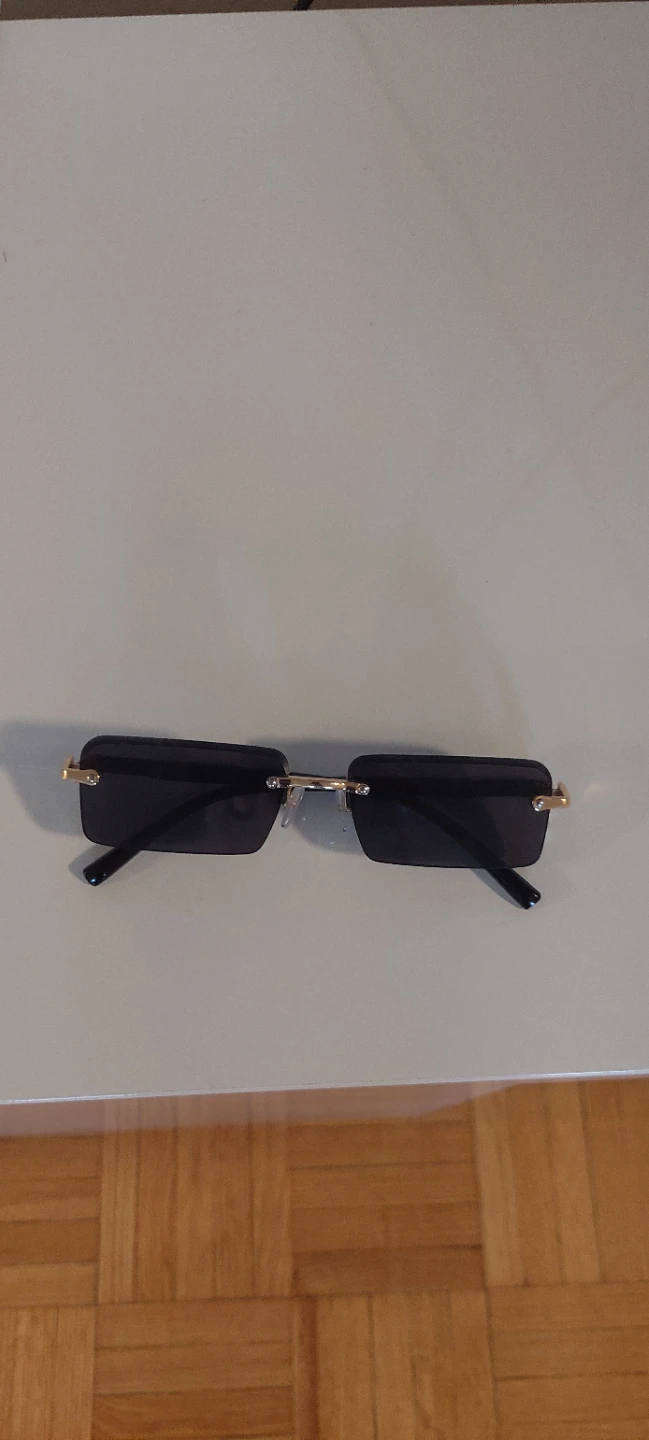 Rimless Rectangular Sunglasses - Black - photo 2