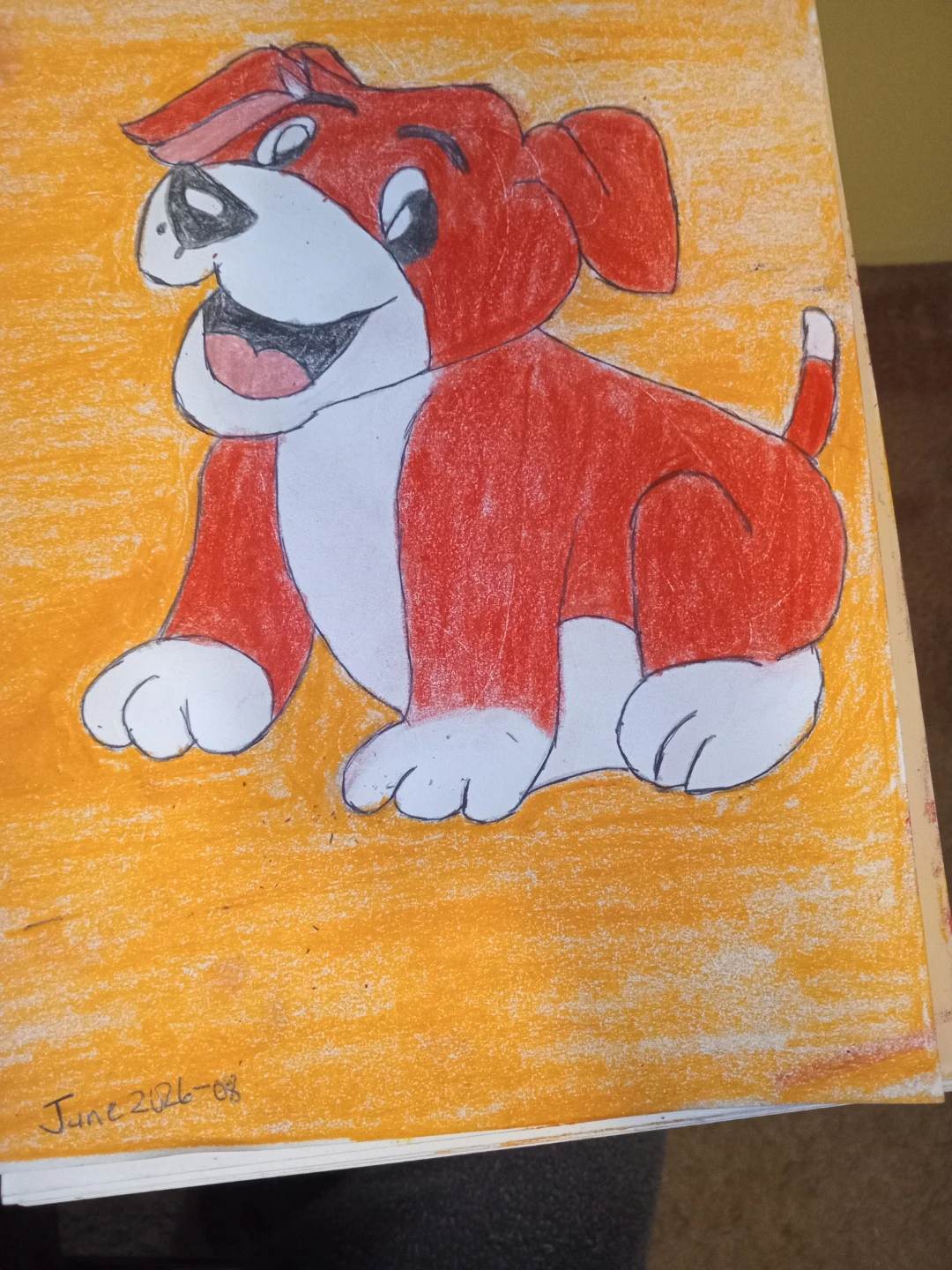 Red Dog by Orange Background by Cartoonist Sherwin