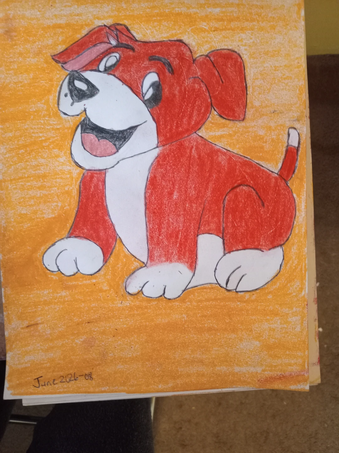Red Dog by Orange Background by Cartoonist Sherwin - photo 2