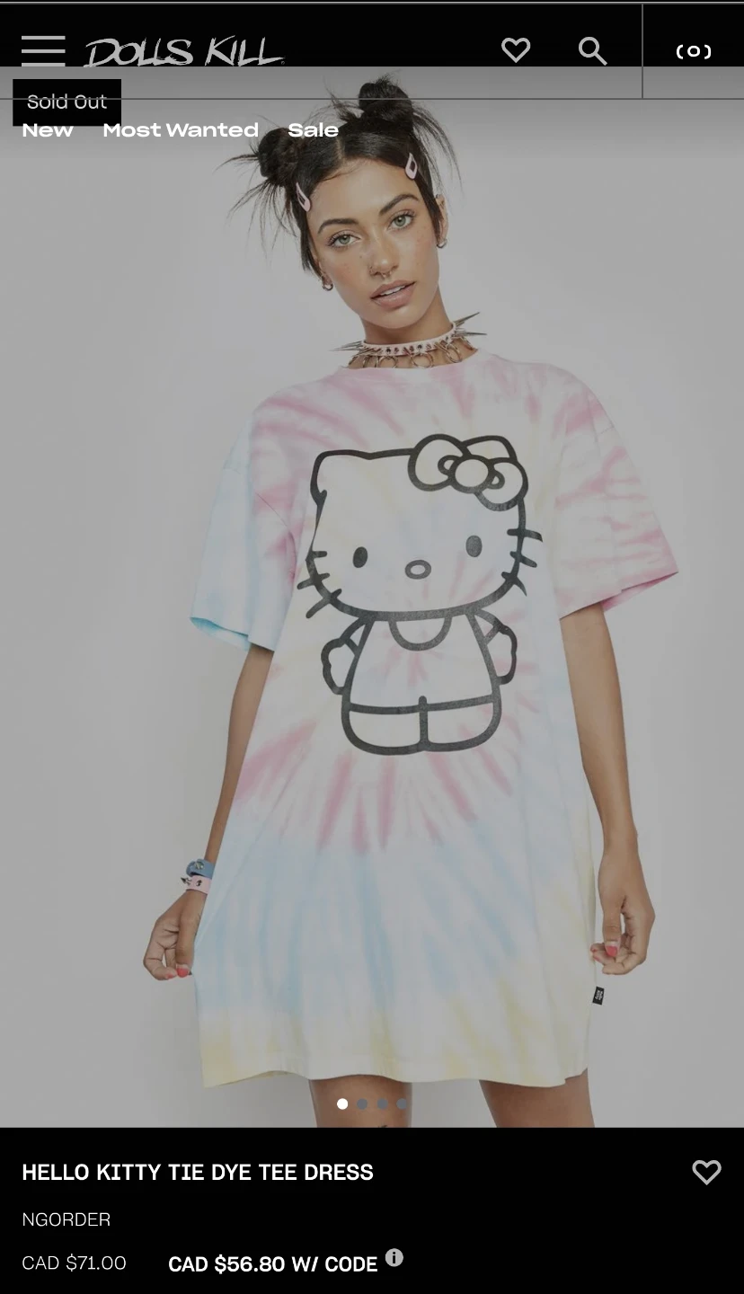 Sanriol Hello Kitty Tie Dye Tee Dress