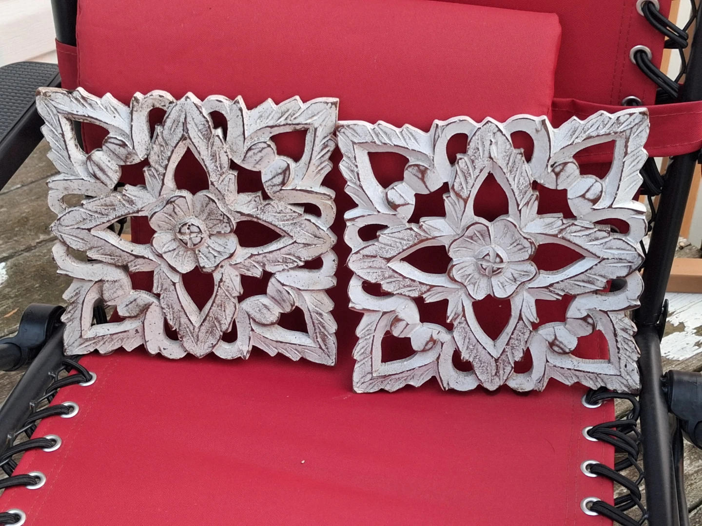 Set of 2 Carved Wood Wall Panels - photo 2