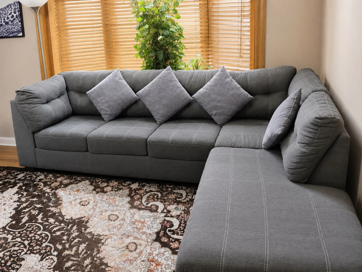 Gray Sectional Sofa with Chaise - photo 5