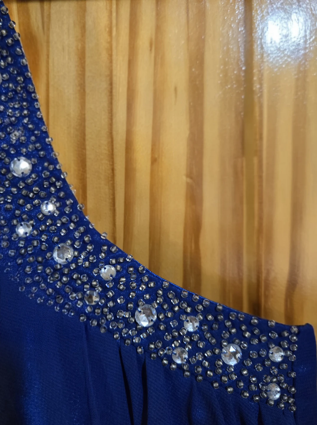Royal Blue Beaded Halter Dress - photo 3