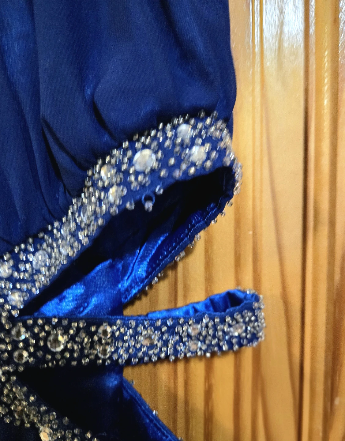 Royal Blue Beaded Halter Dress - photo 4