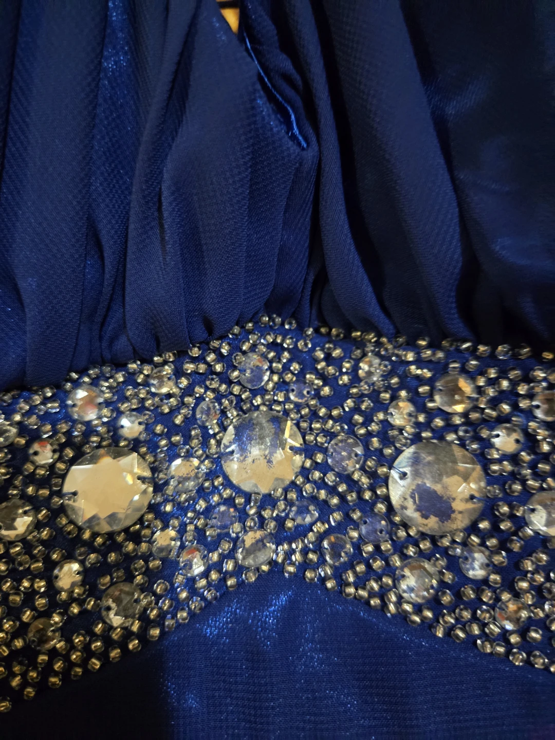 Royal Blue Beaded Halter Dress - photo 5