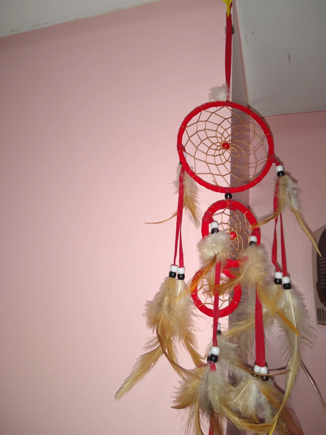 Red Dream Catcher with Feathers