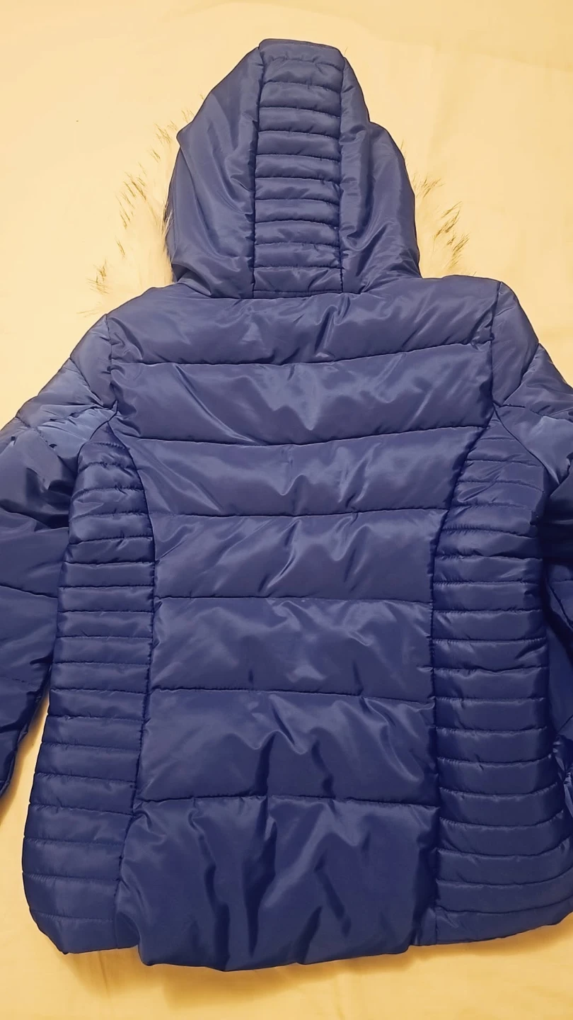 Blue Puffer Jacket with Fur Trim Hood - photo 5