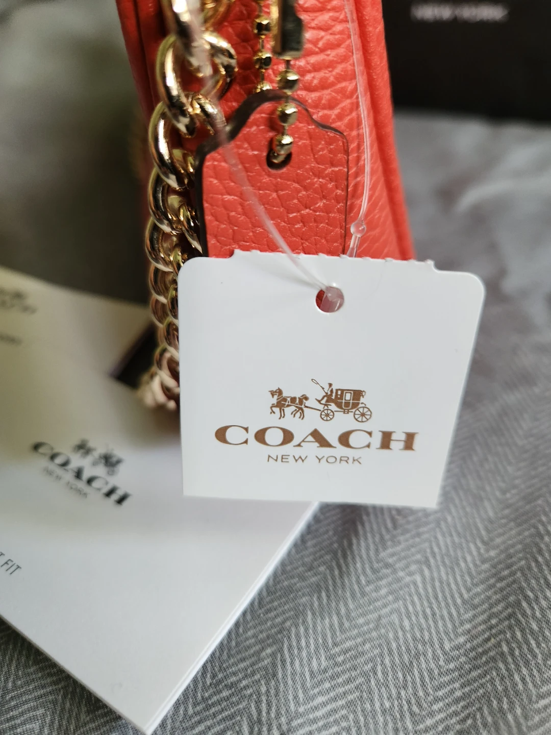 Coach Orange Leather Wristlet Clutch Chain Bag - photo 2