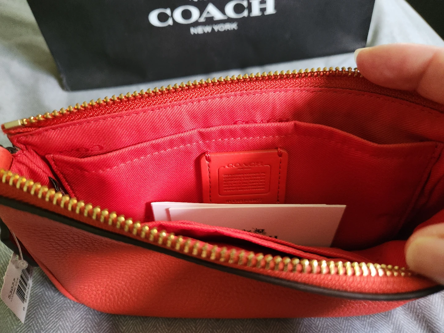 Coach Orange Leather Wristlet Clutch Chain Bag - photo 4