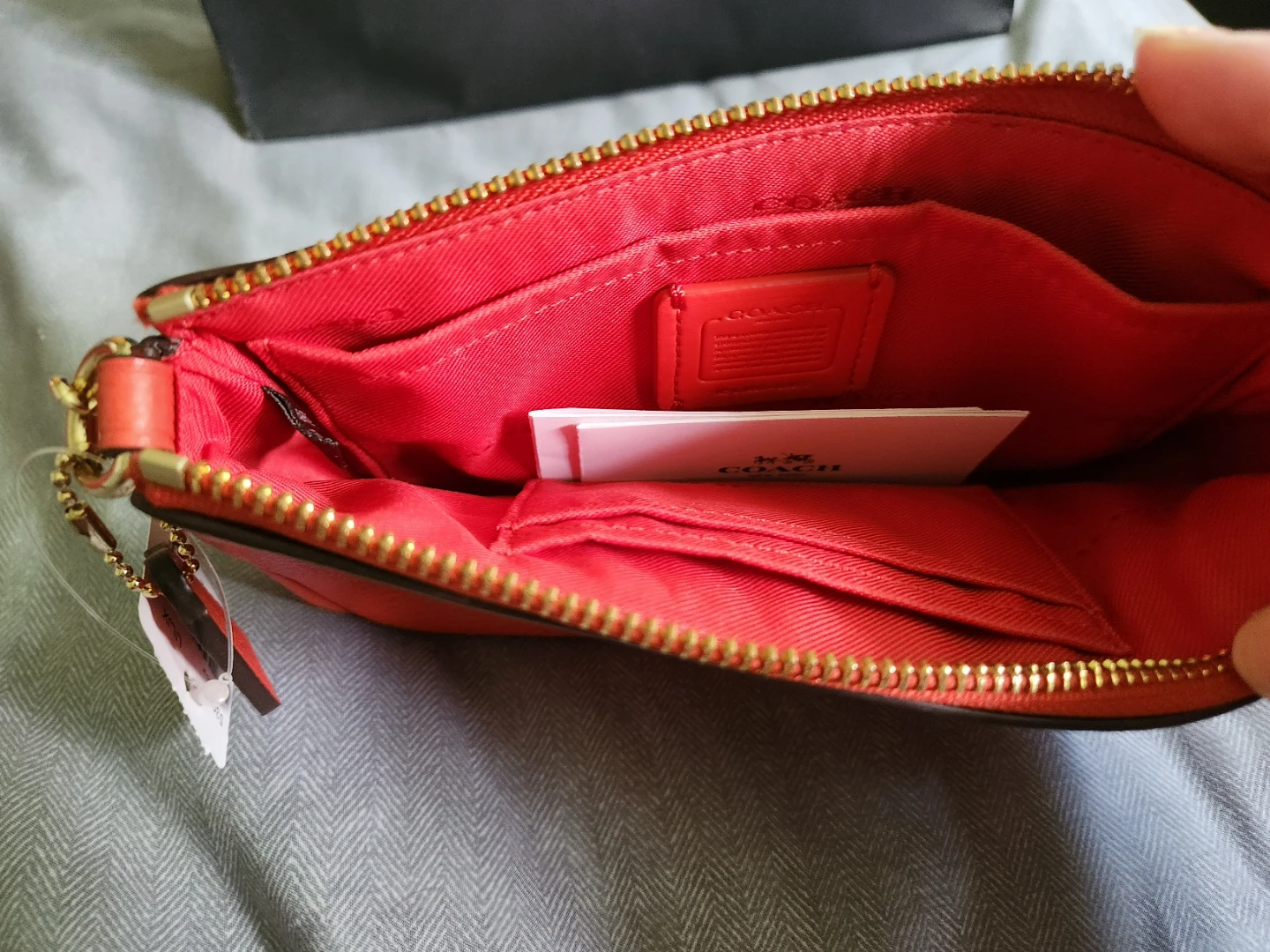 Coach Orange Leather Wristlet Clutch Chain Bag - photo 5
