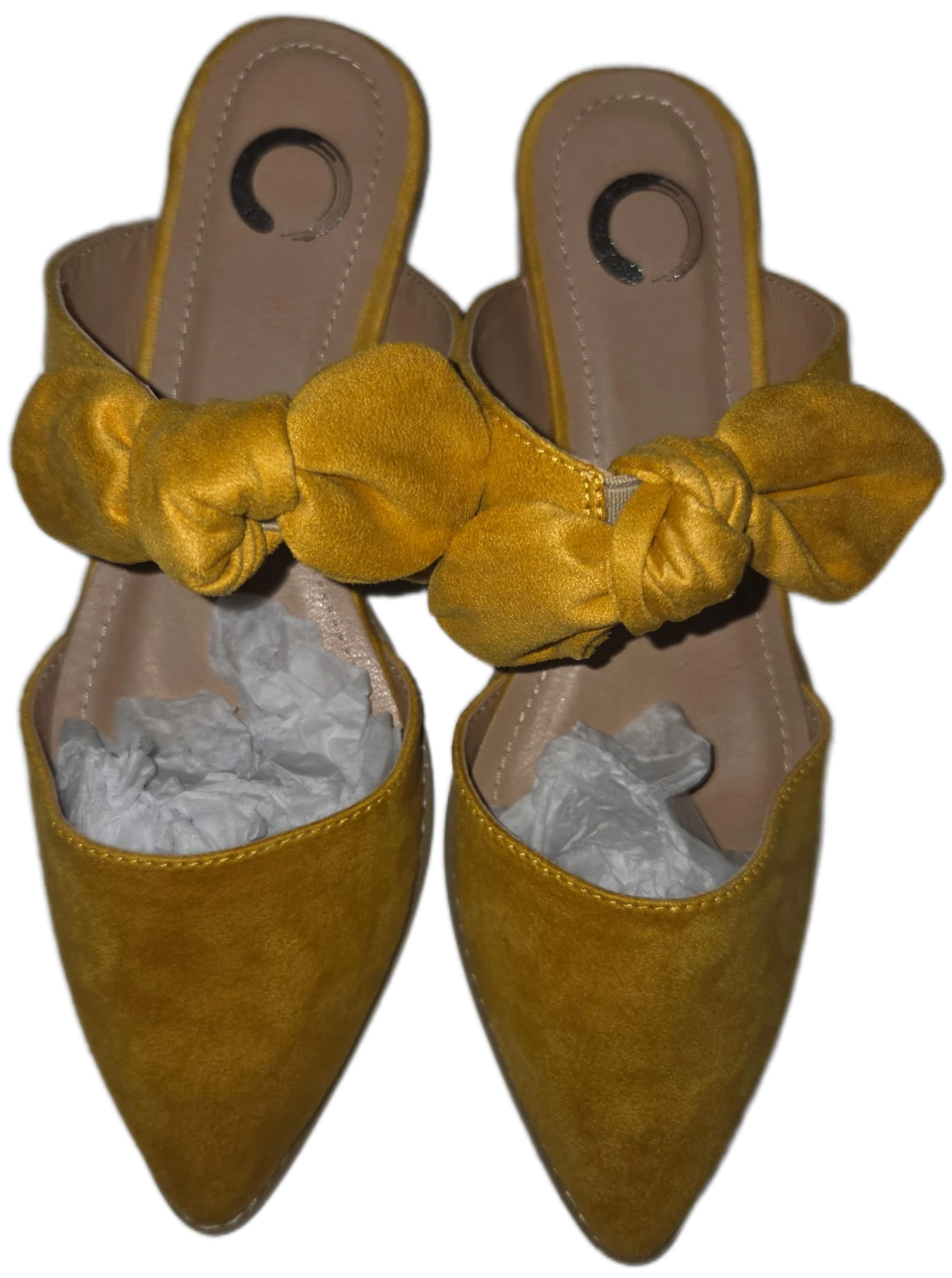 Mustard Yellow Mules with Bow Detail - Size 7⚽️
