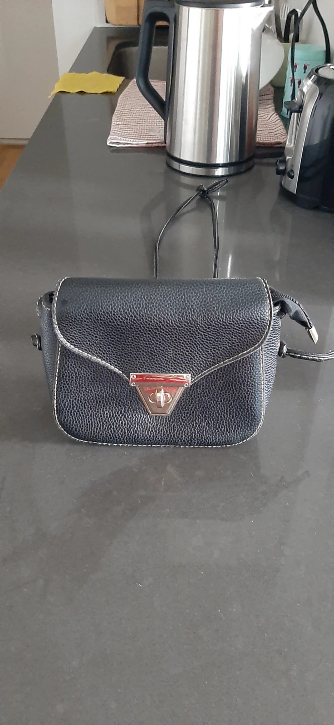 Black faux leather crossbody purse