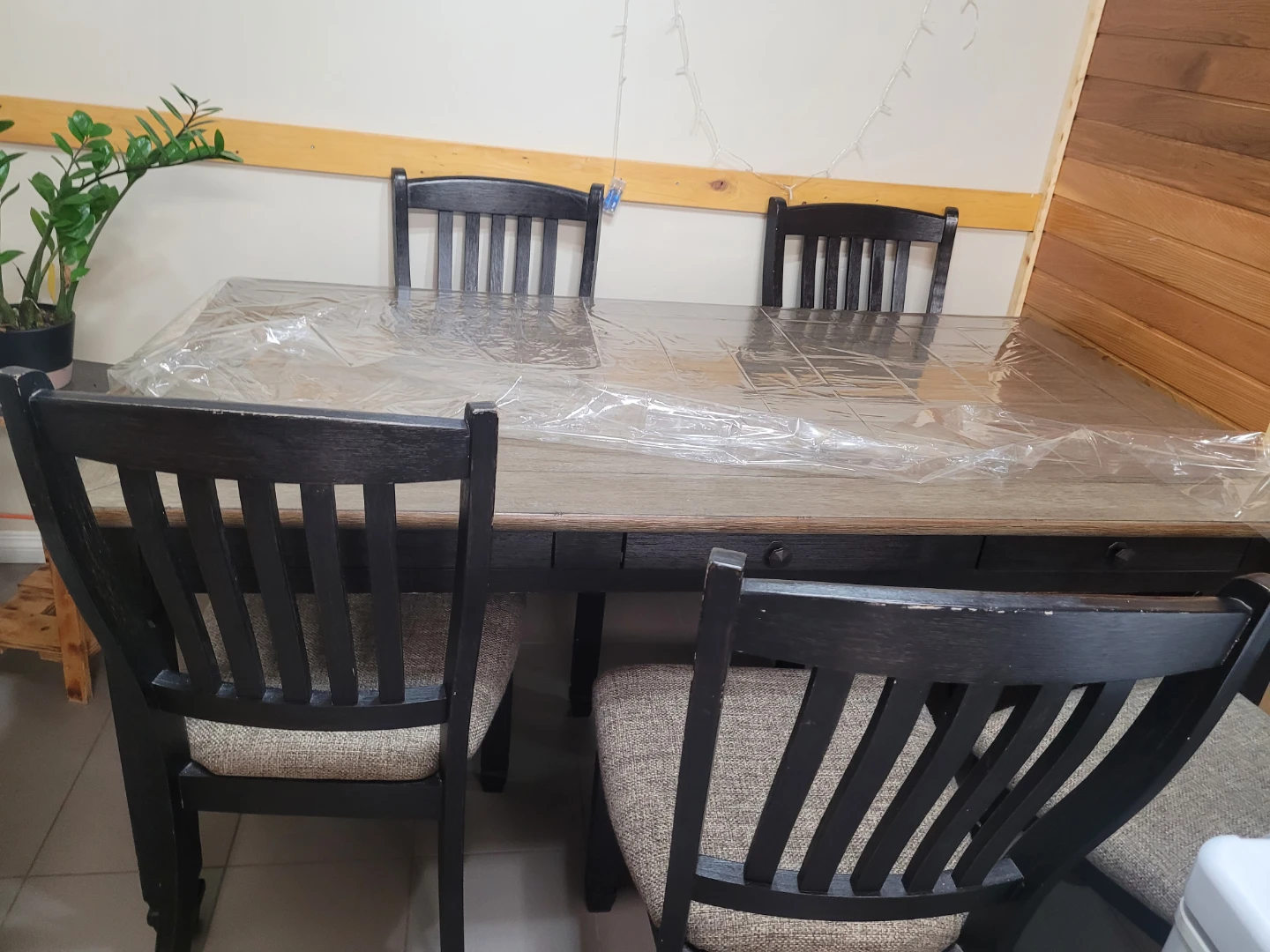 Dark Wood Dining Table with drawers and Chairs - photo 2