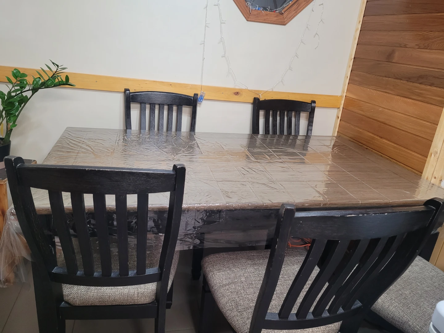 Dark Wood Dining Table with drawers and Chairs - photo 3