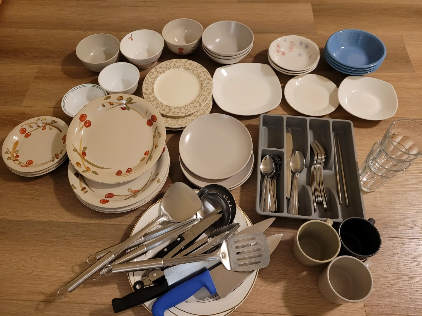 Assorted Kitchenware - Plates, Bowls, Cutlery & Utensils