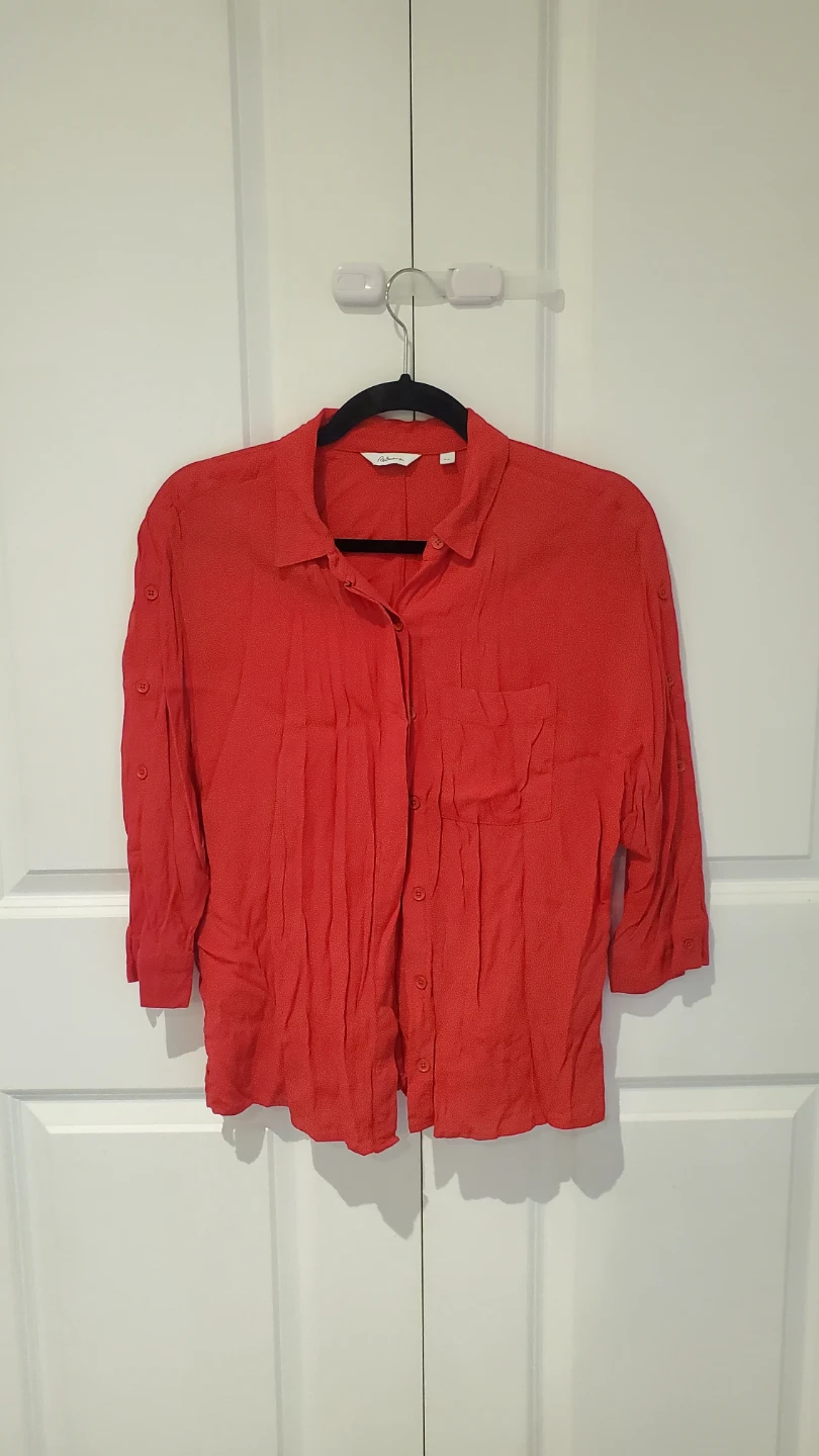 Red button-up shirt