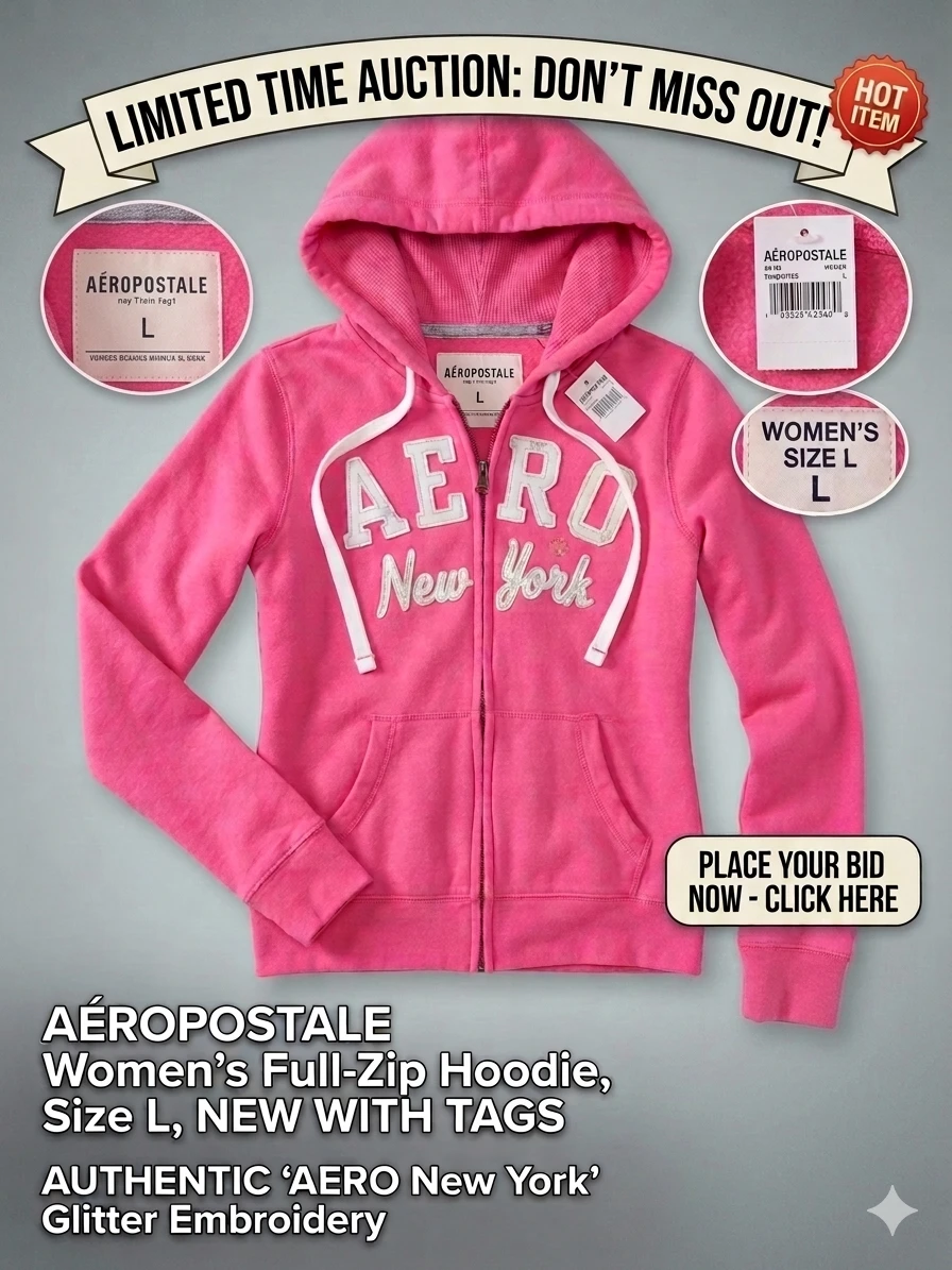 Aéropostale Women's Pink Full-Zip Hoodie - Size L