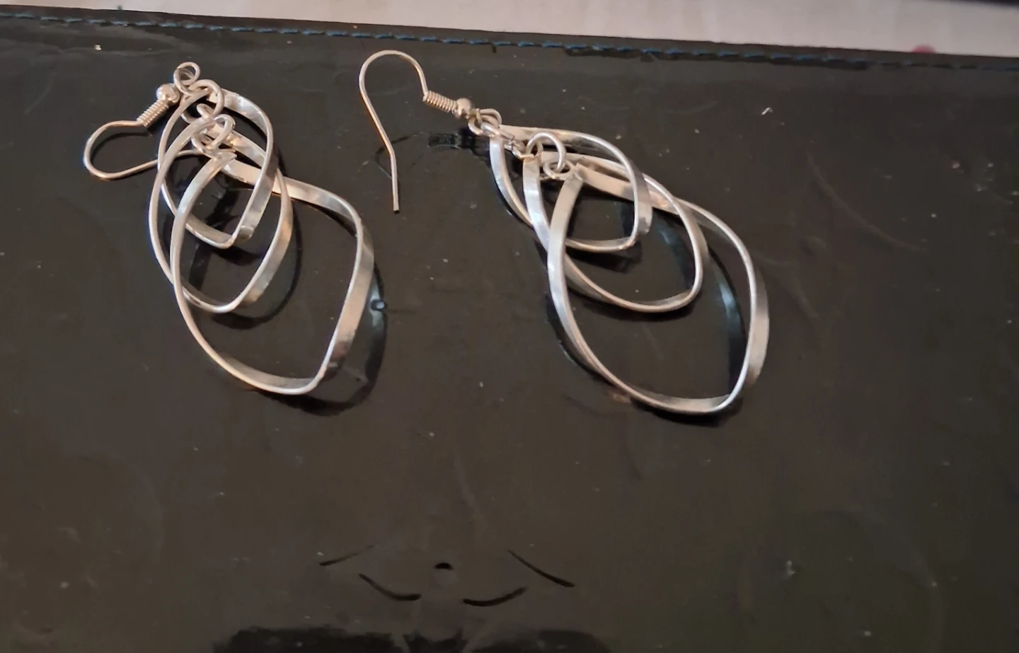 Black Patent Zip Around Wallet and Silver Dangle Earrings - photo 5