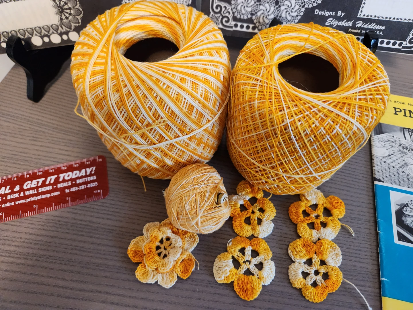 Orange and White Variegated Crochet Thread Yarn - photo 2