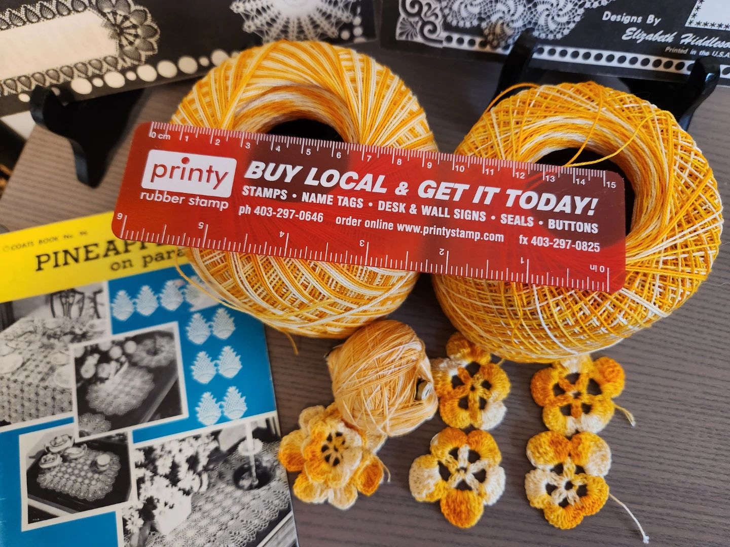 Orange and White Variegated Crochet Thread Yarn - photo 3