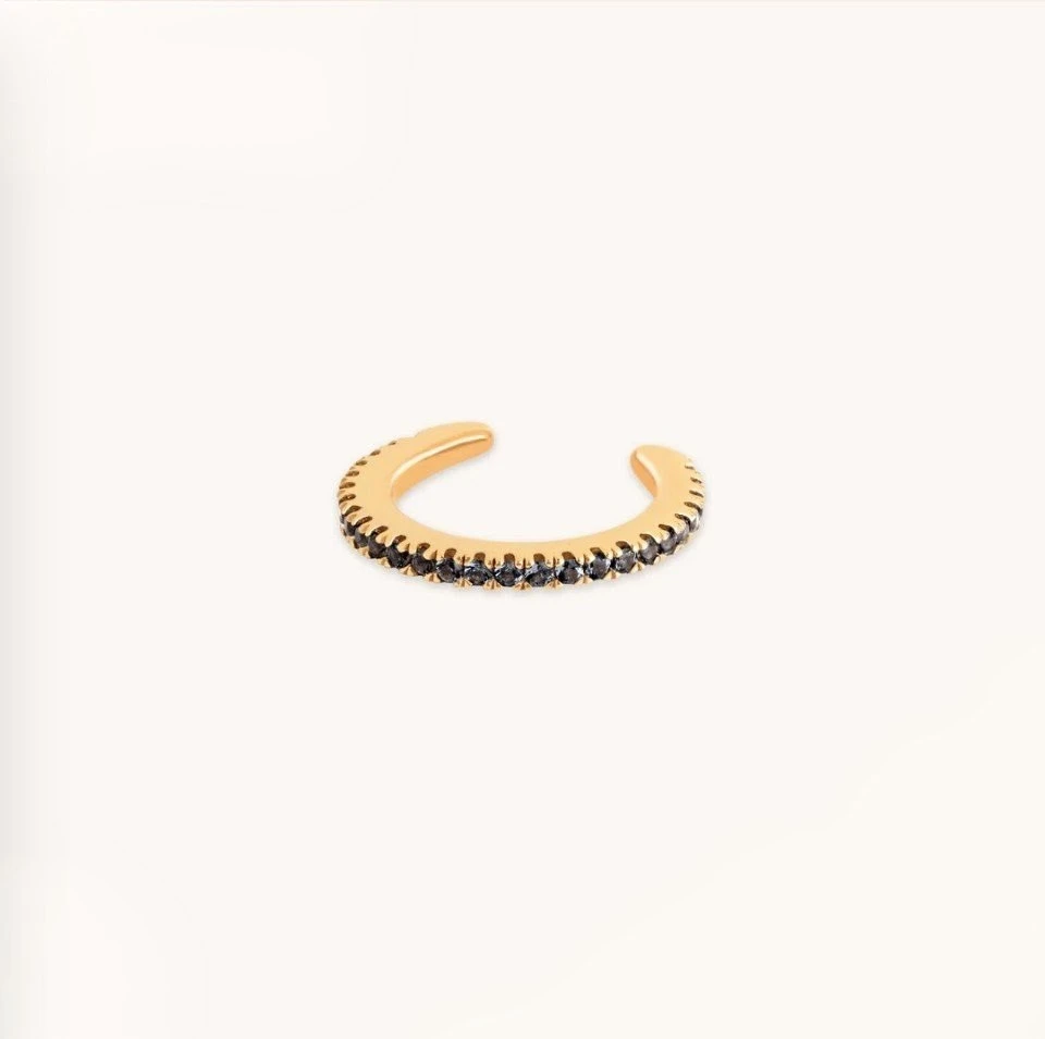 *BRAND NEW* Astrid & Miyu Black Pavé Ear Cuff in Gold