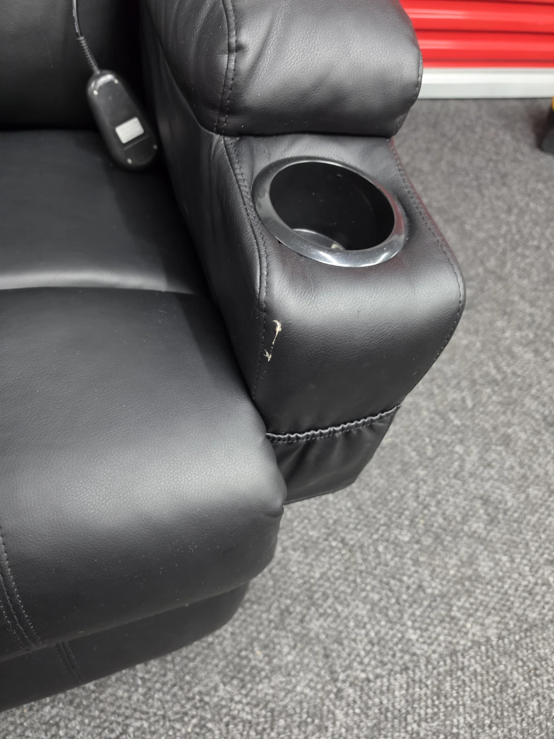 Black Faux Leather Recliner with Cup Holders - photo 5