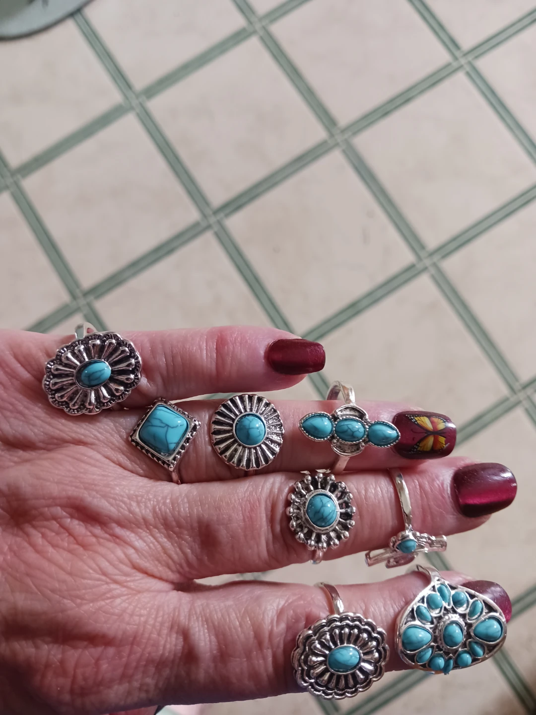 Boho Turquoise Ring Set