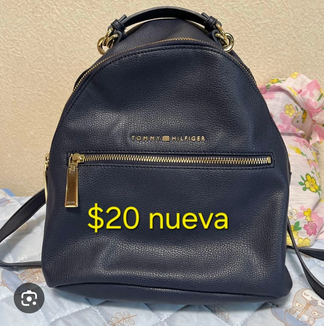 Tommy Hilfiger Navy Faux Leather Backpack