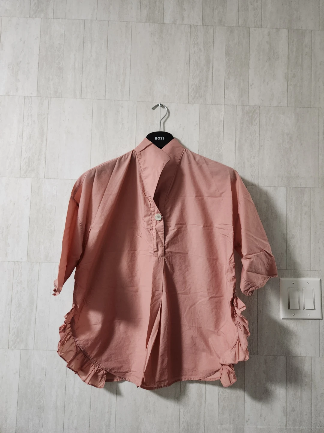 Pink Ruffled Collared Shirt