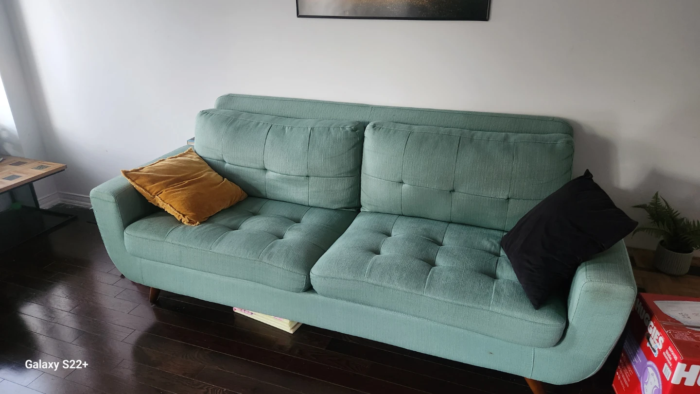 Teal Tufted Loveseat Sofa Both for $300