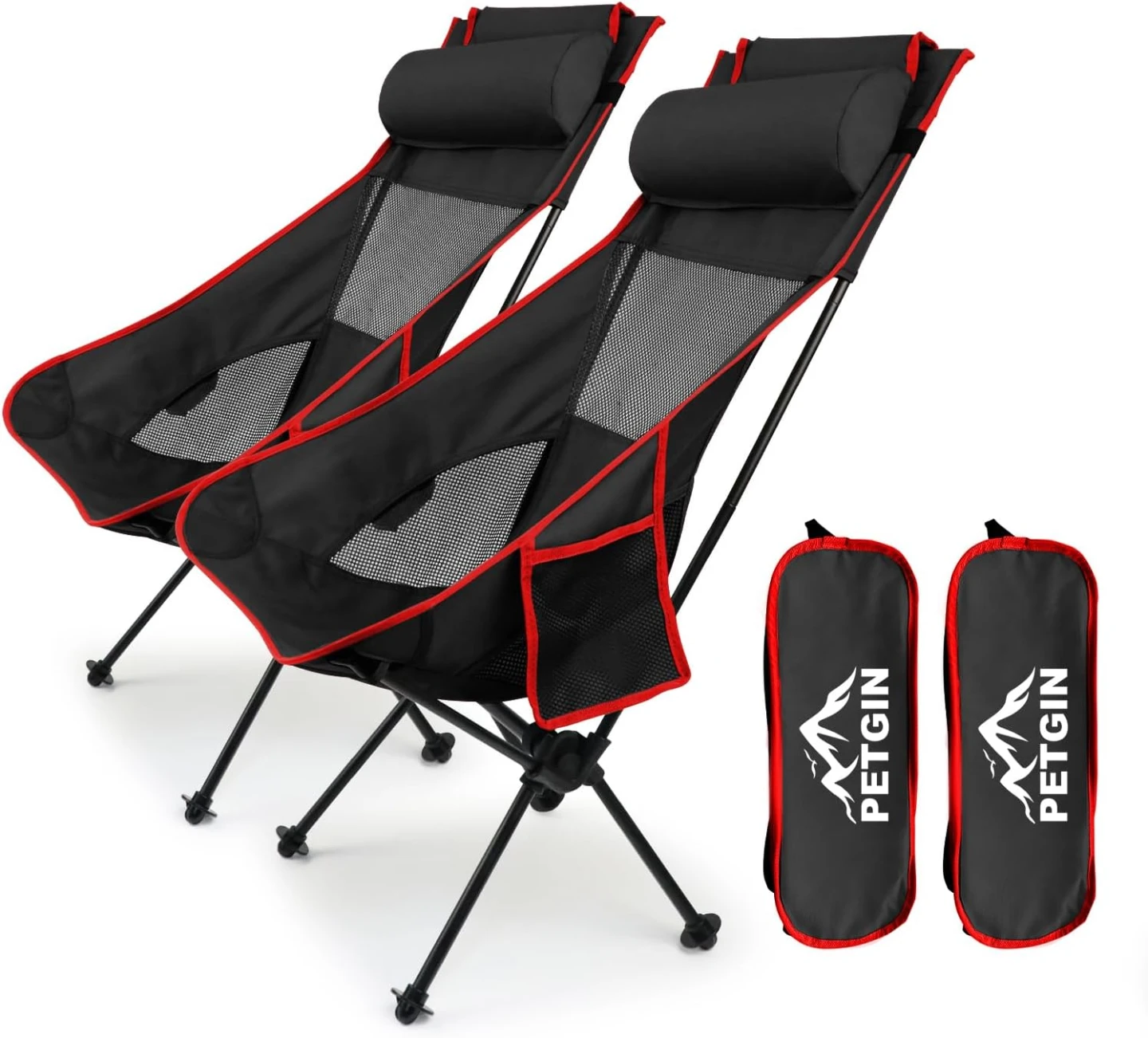 NEW 2 Pack High Back Folding Camping Chair with Removable Pillow