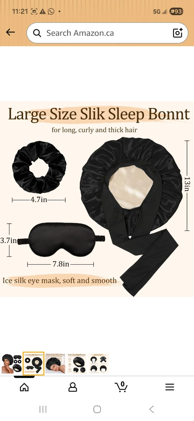 Large Satin Sleep Bonnet Set with Eye Mask and Scrunchies - photo 2